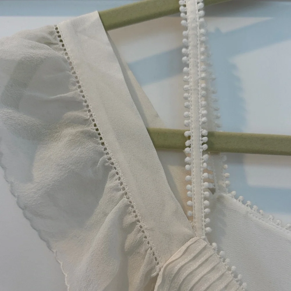 Club Monaco Cream Ruffled Blouse - Picture 3 of 3
